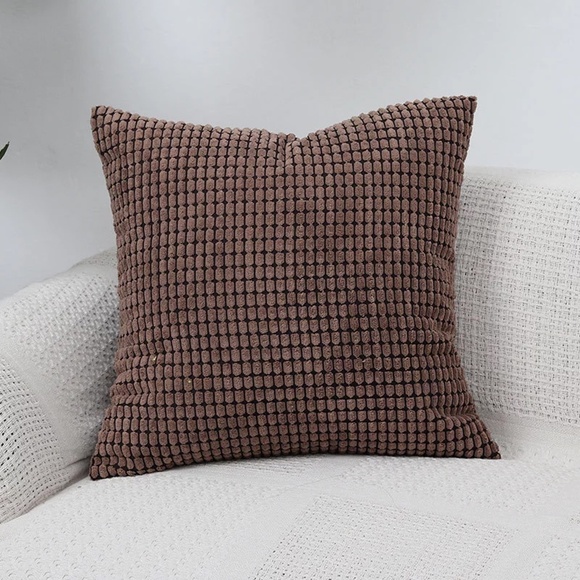 Textured Corduroy-Inspired Throw Pillow Cover – 18" x 18", Soft Waffle Weave - Picture 2 of 7